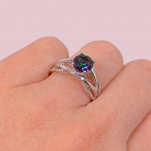 Anillo solitario de compromiso con cubic Paradise de Plata 925